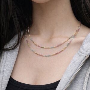 Genuine Tourmaline necklace with 14k solid gold beads “585”stamped